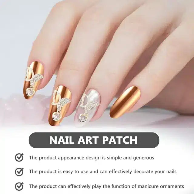 AD Butterfly With Hanging Heart Nail Charms (Pack of 2 Pcs)