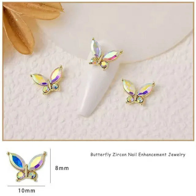 Ab Aurora Butterfly Nail Charms (Set Of 2 Pcs)