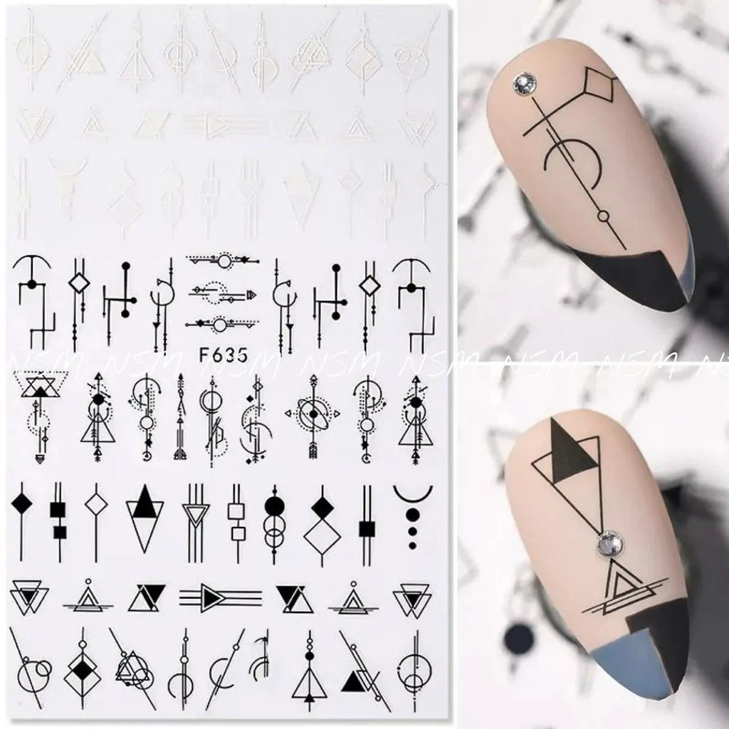 Abstract Geometric Print Nail Art Sticker Sheets (F635)