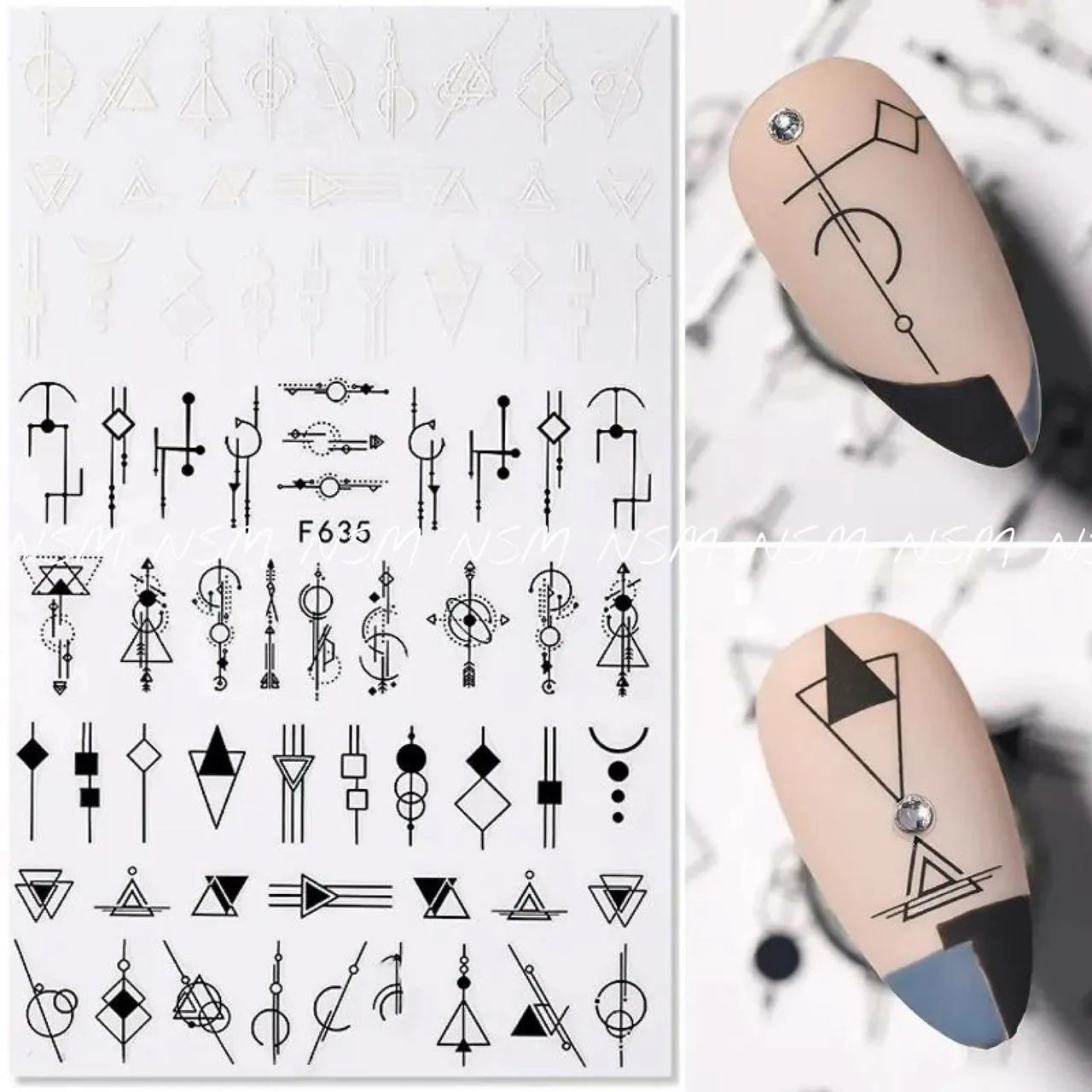 Abstract Geometric Print Nail Art Sticker Sheets (F635)