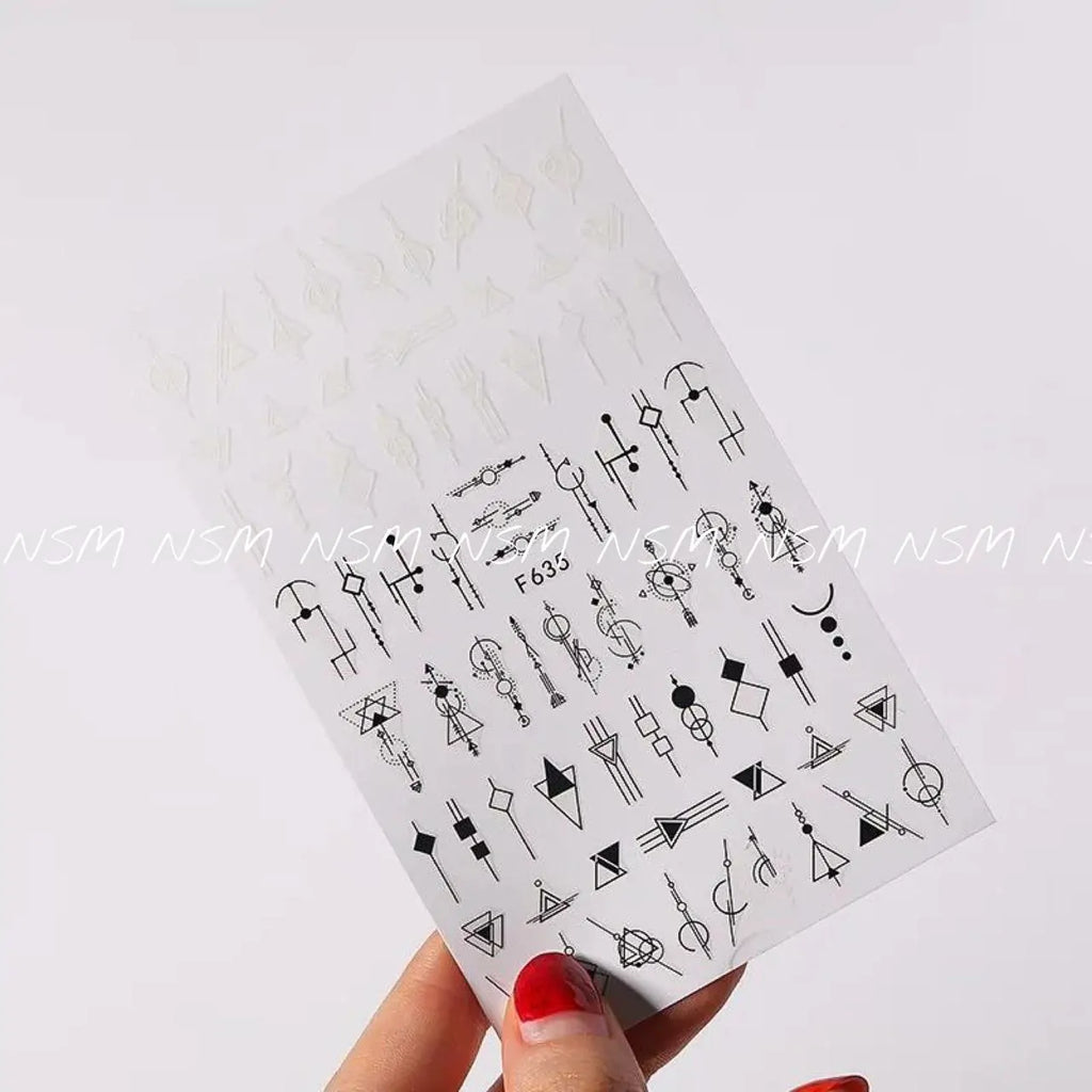 Abstract Geometric Print Nail Art Sticker Sheets (F635)
