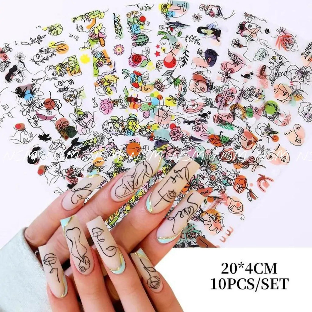 Abstract Graffiti Lady Face Design Transfer Foil (Set of 10 Without Box)