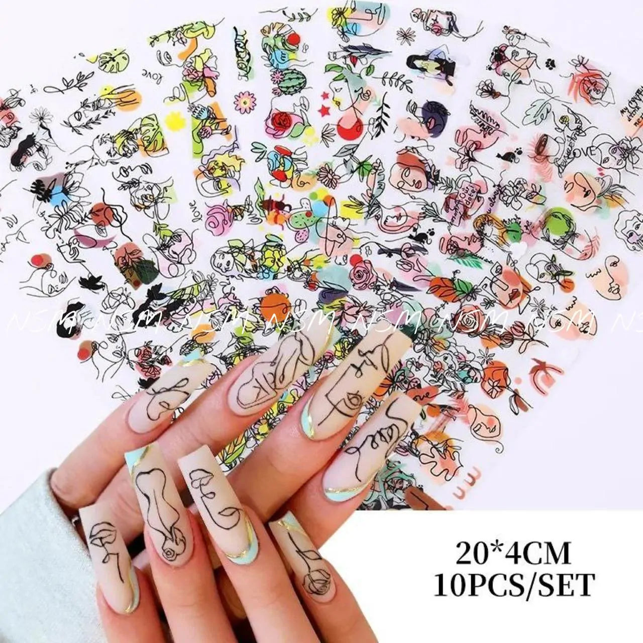 Abstract Graffiti Lady Face Design Transfer Foil (Set of 10 Without Box)