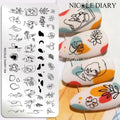 Abstract Lady Face, Flowers And Leaves Stamping Plate By Nicole Diary (184)