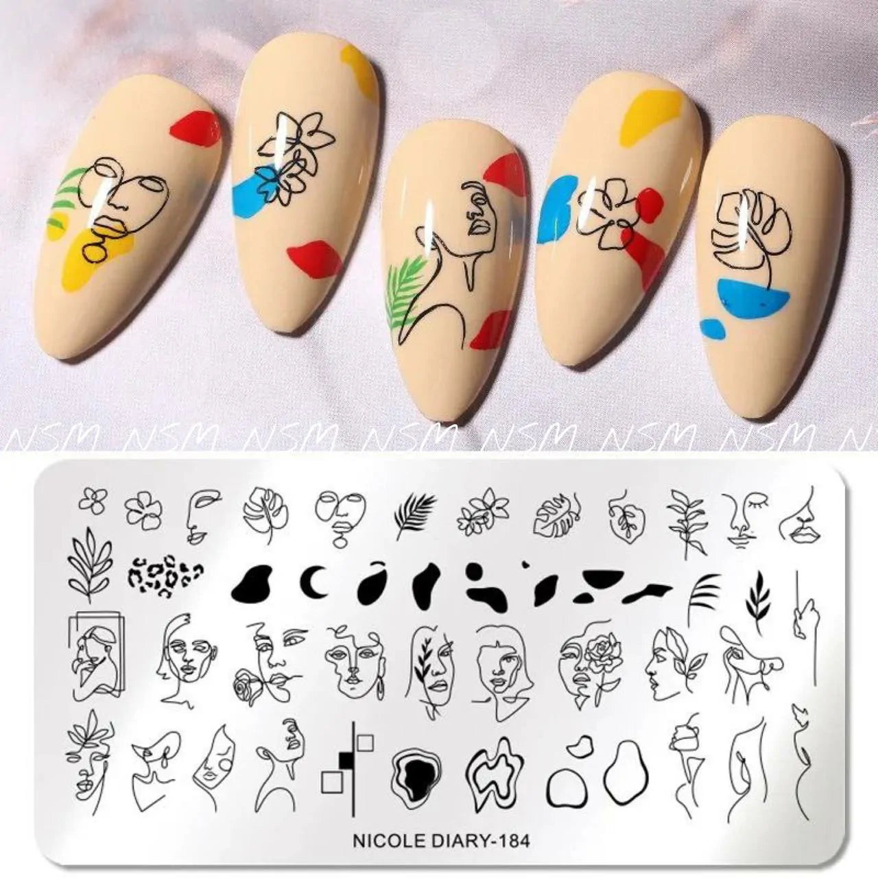 Abstract Lady Face, Flowers And Leaves Stamping Plate By Nicole Diary (184)