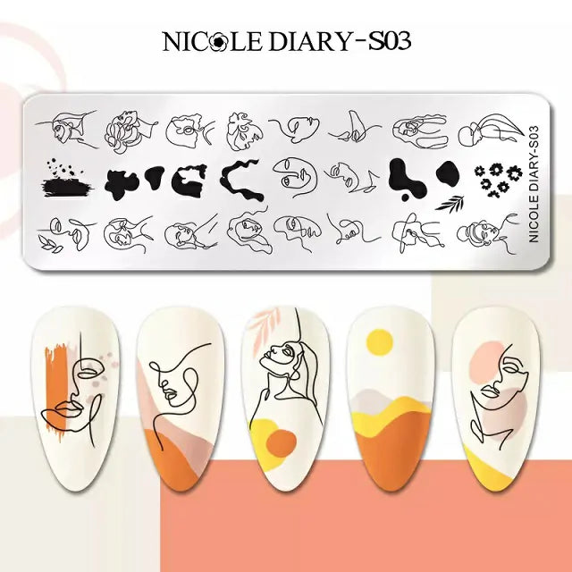 Abstract Lady Face Stamping Plate By Nicole Diary (S03)