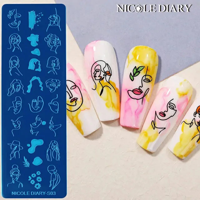Abstract Lady Face Stamping Plate By Nicole Diary (S03)