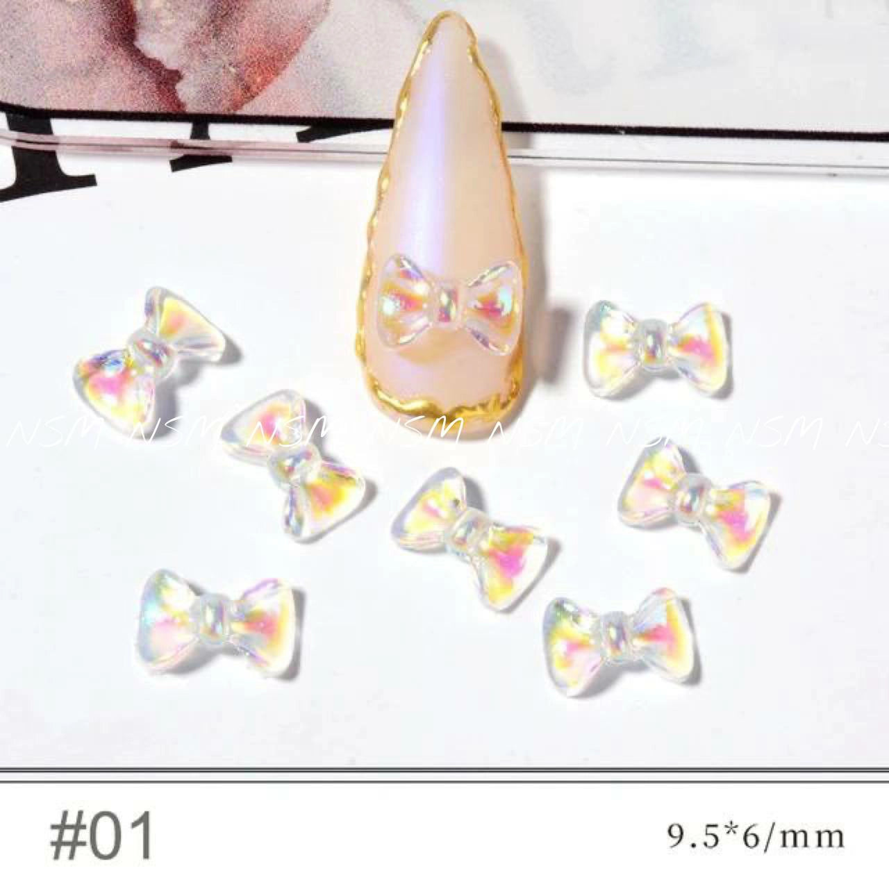Aurora Bow Nail Charms Model No. #01 (Pack of 10 Pcs)