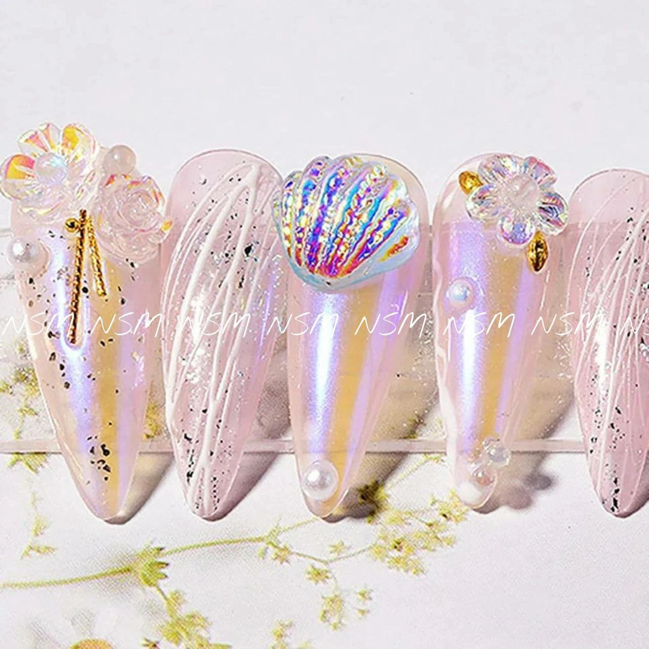 Aurora Sea Shell Nail Charms (Pack Of 10 Pcs)