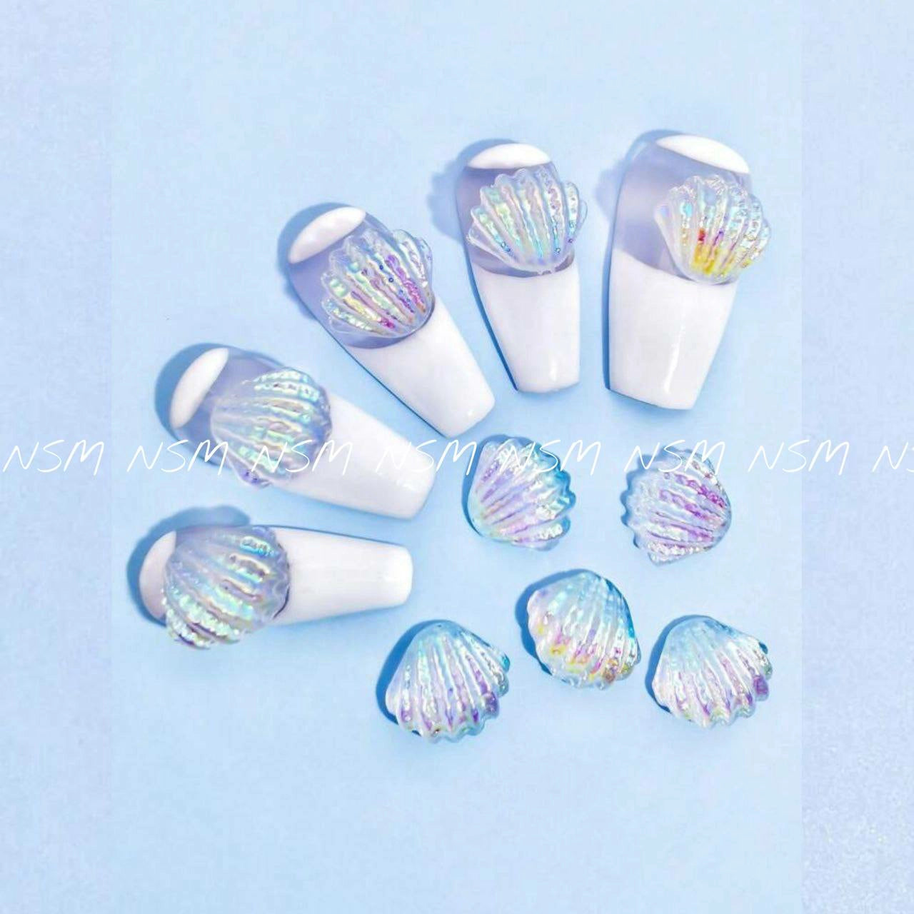 Aurora Sea Shell Nail Charms (Pack Of 10 Pcs)
