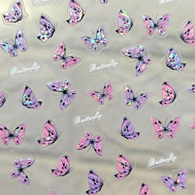 Aurora Shell Light Butterfly Nail Art Sticker Sheet (TZ-1112)