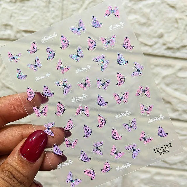 Aurora Shell Light Butterfly Nail Art Sticker Sheet (TZ-1112)