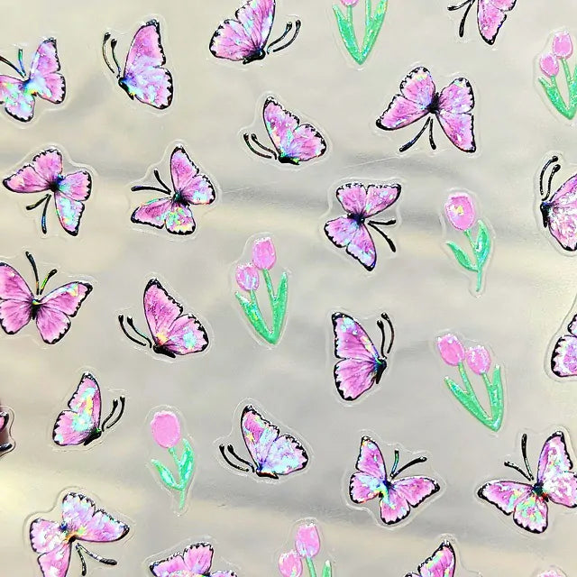 Aurora Shell Light Butterfly Nail Art Sticker Sheet (TZ-1115)