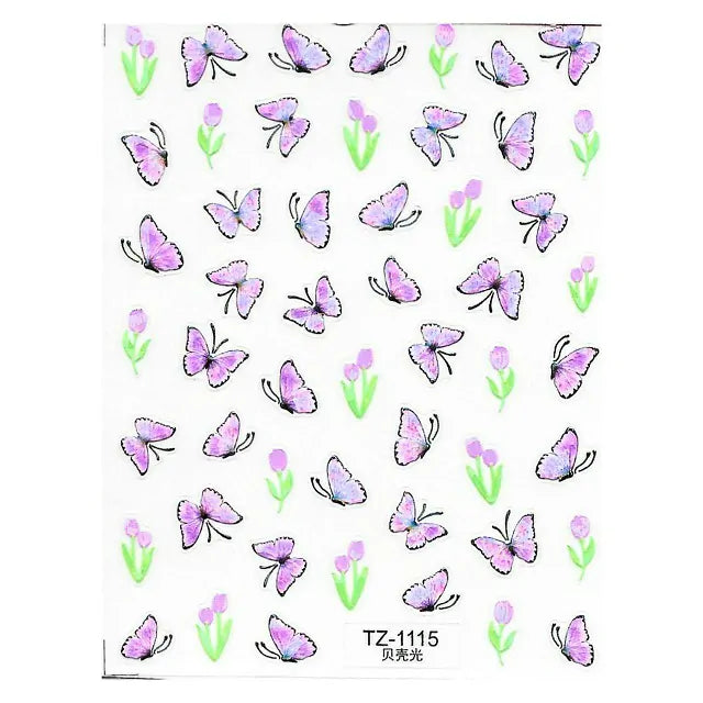 Aurora Shell Light Butterfly Nail Art Sticker Sheet (TZ-1115)