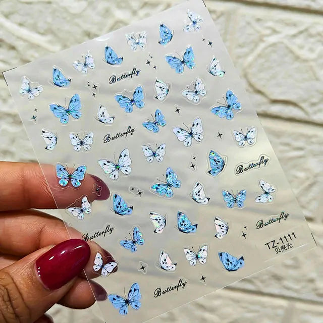 Aurora Shine Butterfly Nail Art Stickers Sheet (TZ-1111)