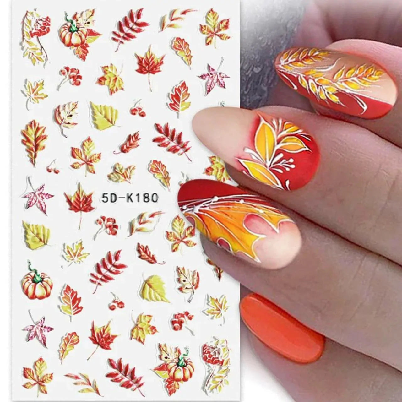 Autumn And Maple Leaves 5D Nail Art Sticker Sheets (5D-K180)