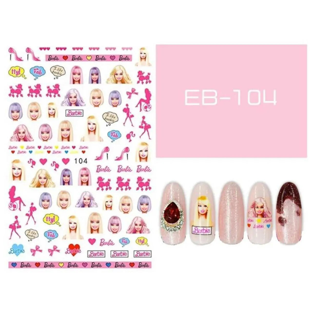 Barbie Nail Art Sticker Sheet (EB-104)