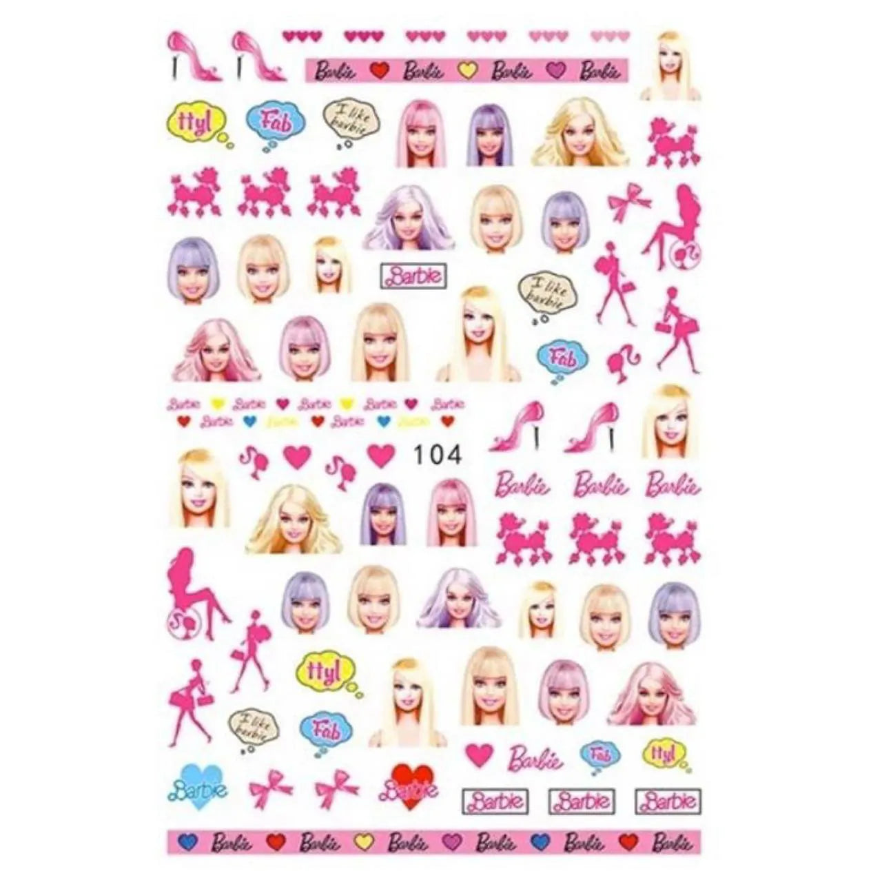 Barbie Nail Art Sticker Sheet (EB-104)