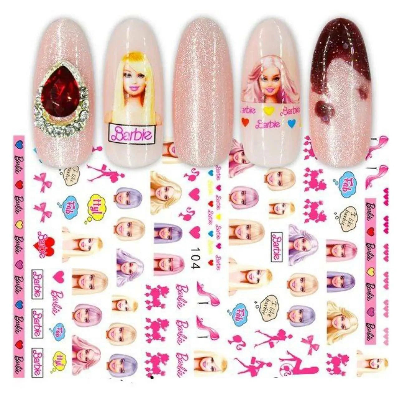 Barbie Nail Art Sticker Sheet (EB-104)