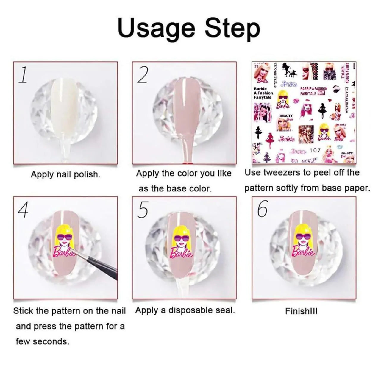Barbie Nail Art Sticker Sheet (EB-104)