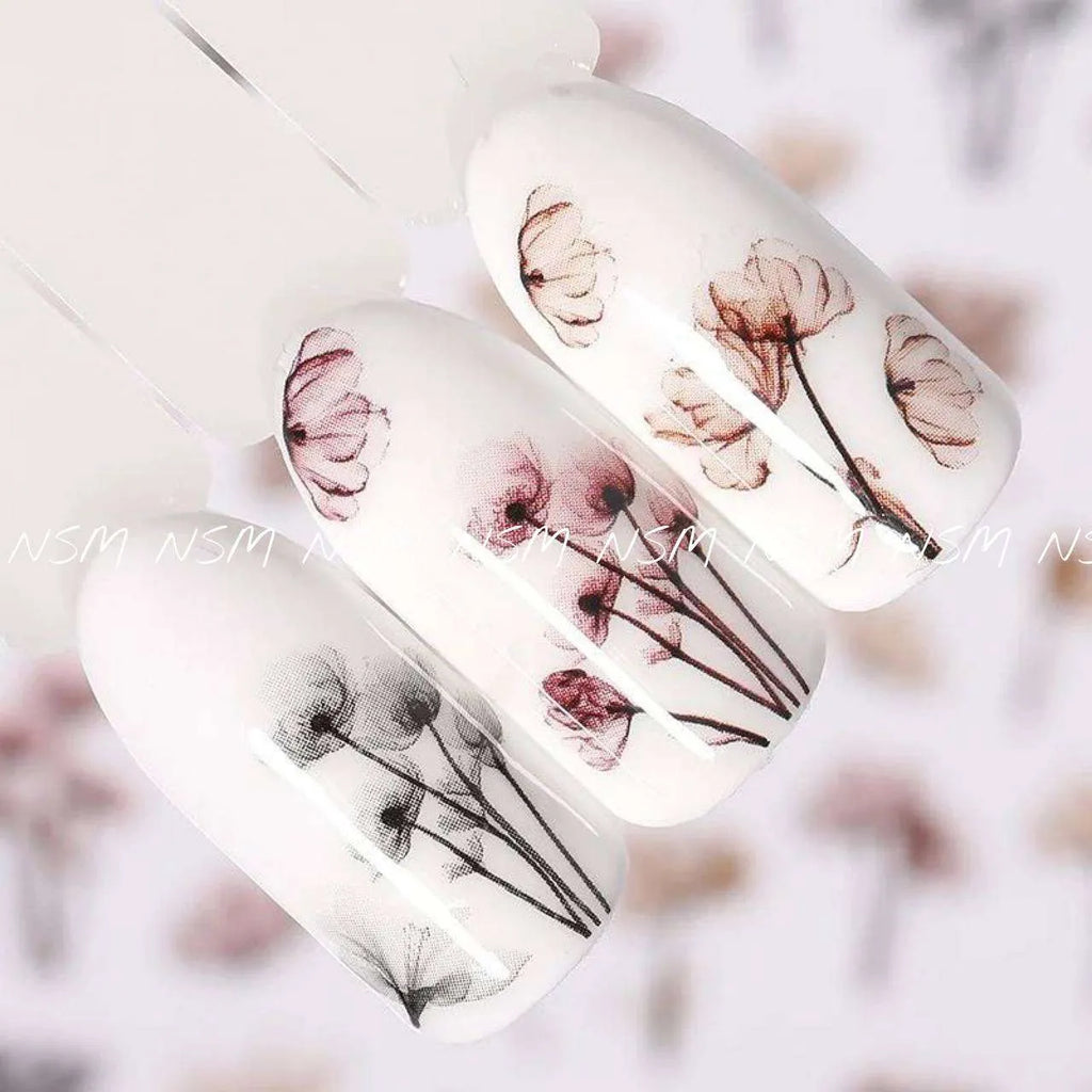 Black And Brown Flower Sticker Sheet