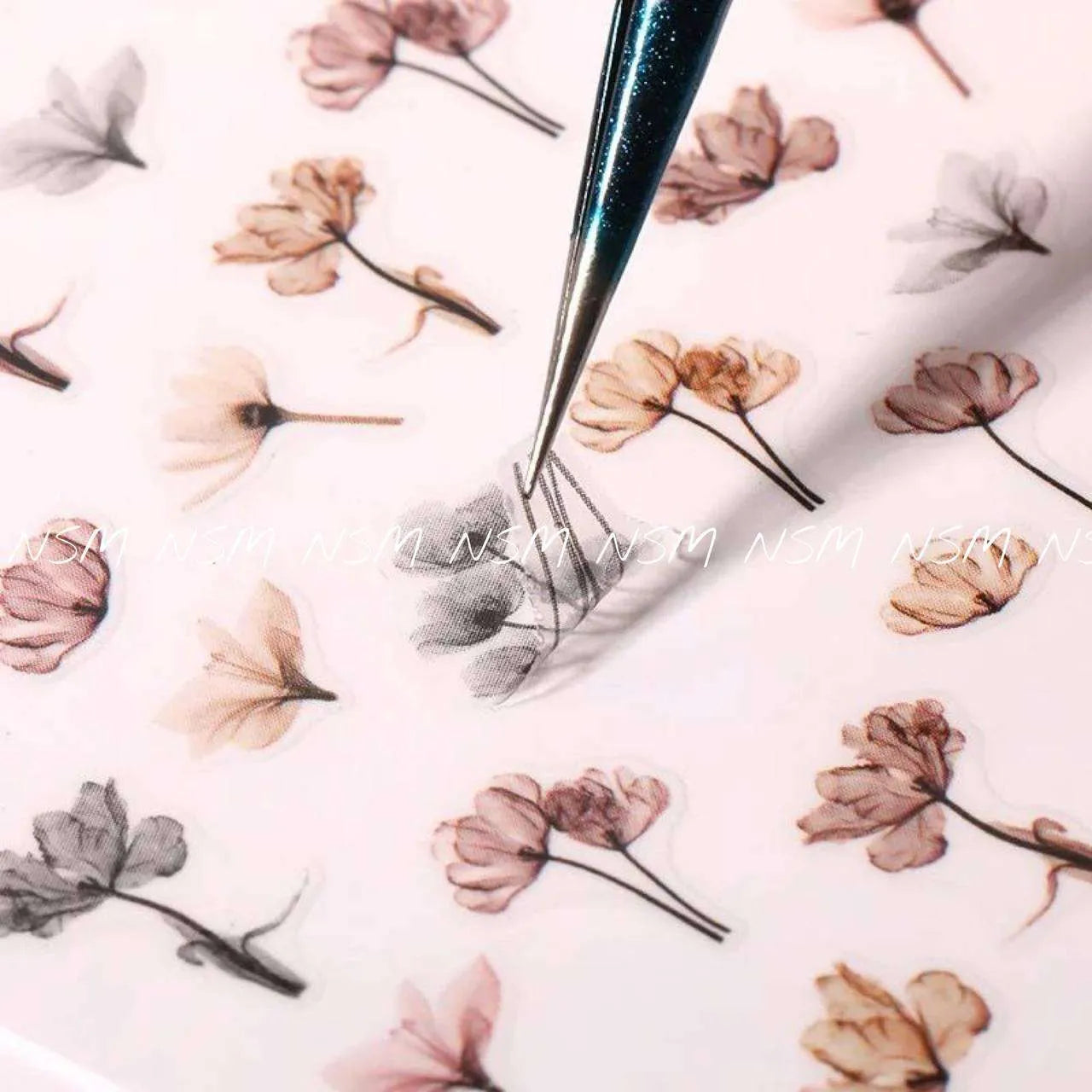 Black And Brown Flower Sticker Sheet