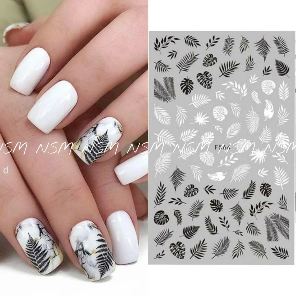 Black And White Leaves Sticker Sheets (F564)