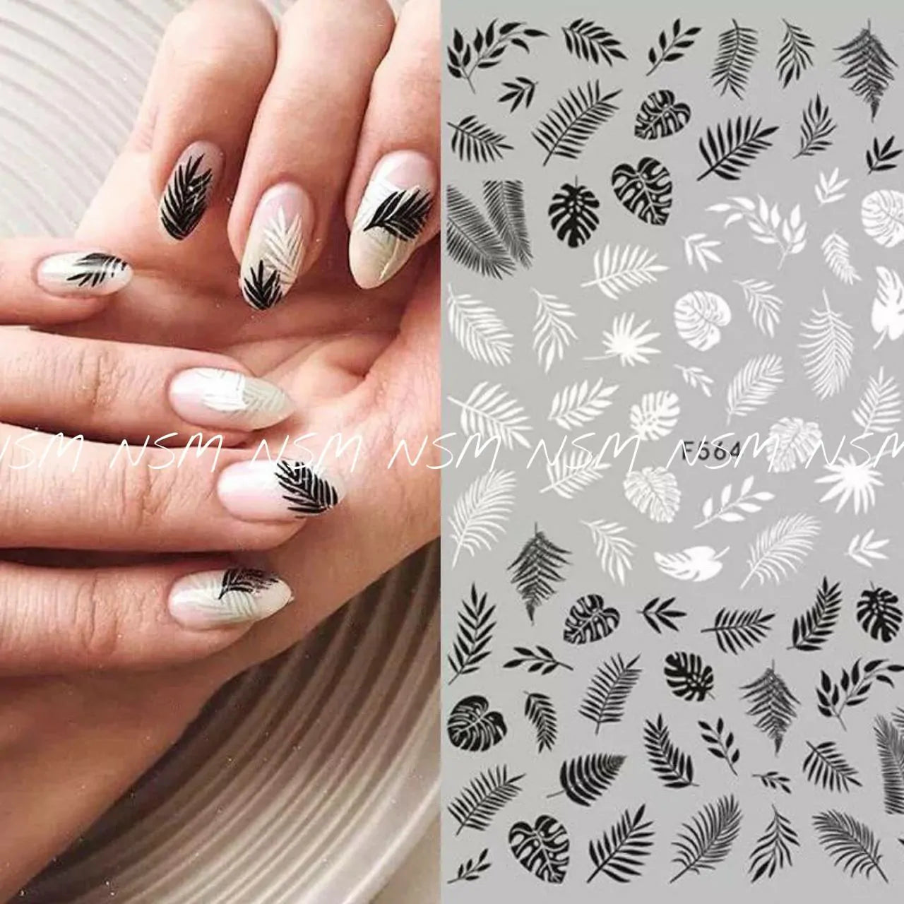 Black And White Leaves Sticker Sheets (F564)