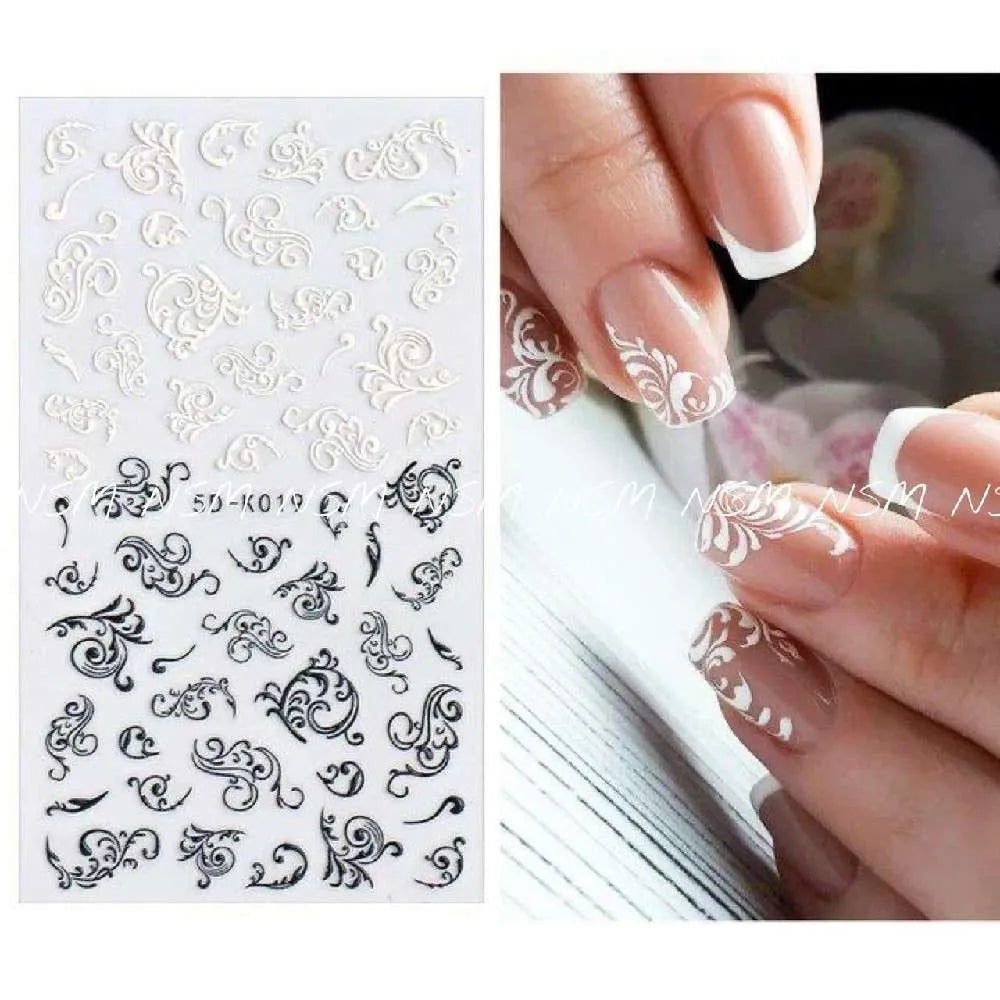 Black And White Swirls 5D Sticker Sheets (5D-K019)