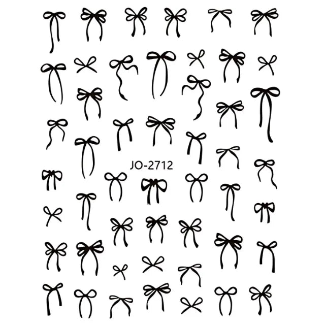 Black Bow Tie Nail Art Sticker Sheet (JO-2712)