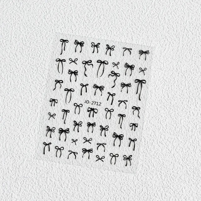 Black Bow Tie Nail Art Sticker Sheet (JO-2712)