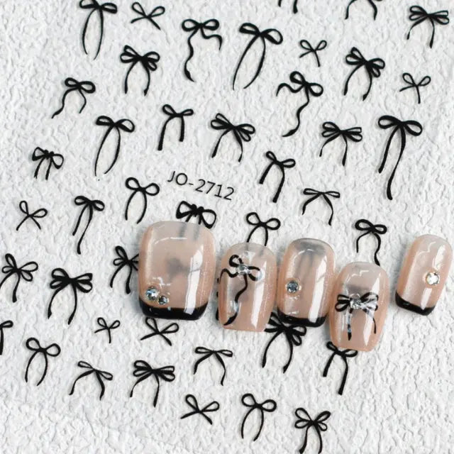 Black Bow Tie Nail Art Sticker Sheet (JO-2712)