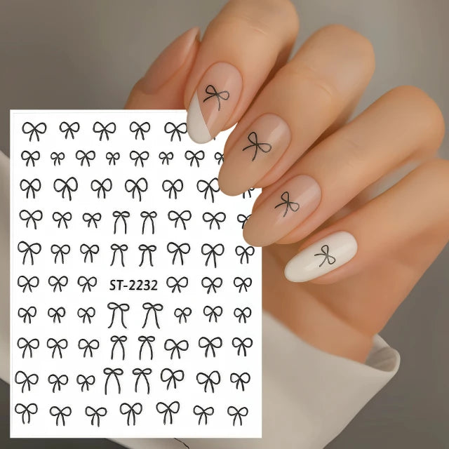 Black Bow Tie Nail Art Sticker Sheet (ST-2232)