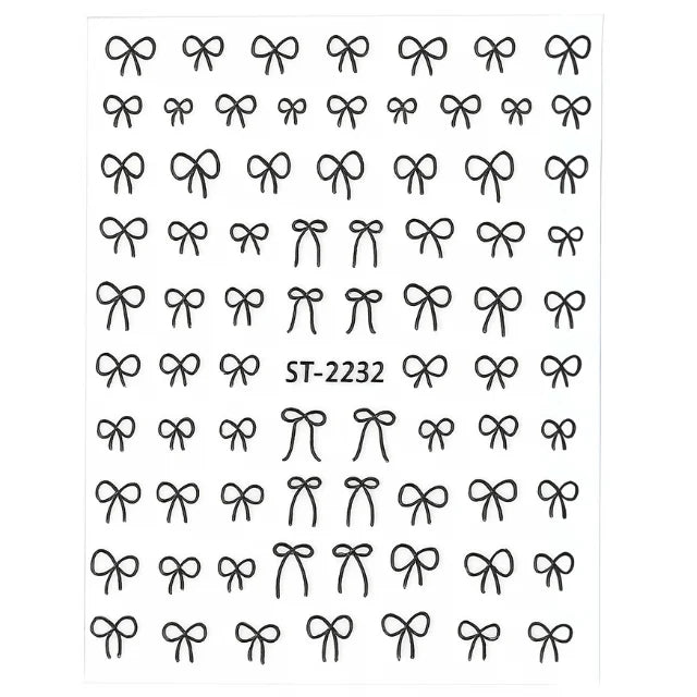 Black Bow Tie Nail Art Sticker Sheet (ST-2232)