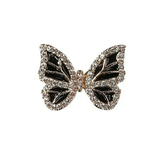 Black Diamond Moving Butterfly Nail Charms (Set Of 2 Pcs)