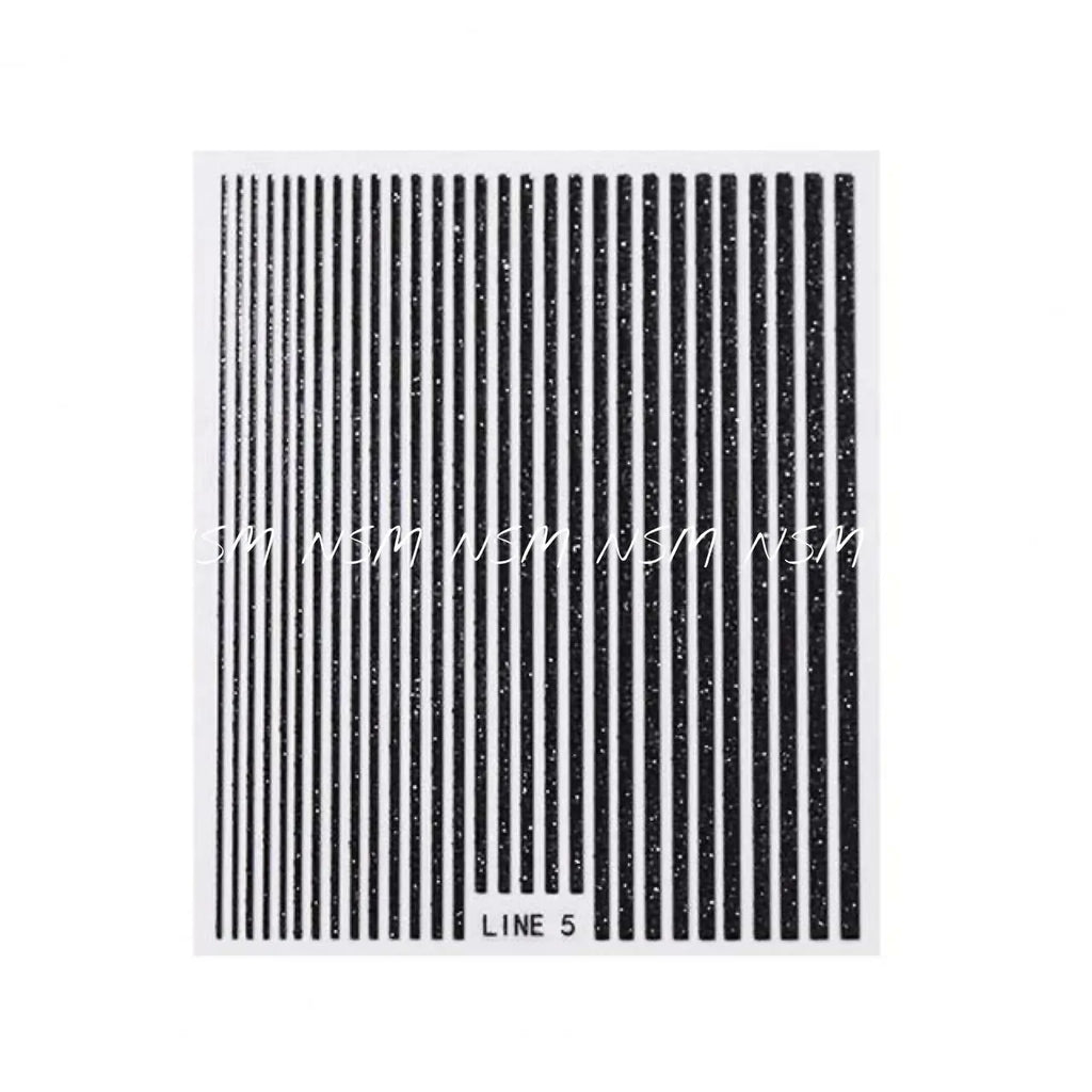 Black Glitter Stripes Nail Sticker Sheets