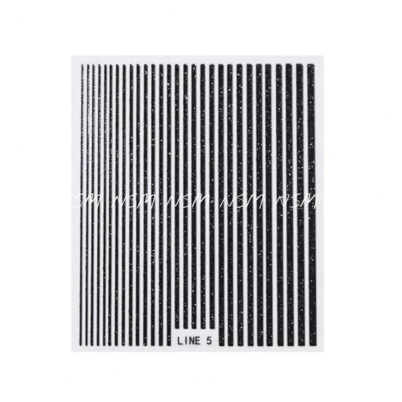 Black Glitter Stripes Nail Sticker Sheets