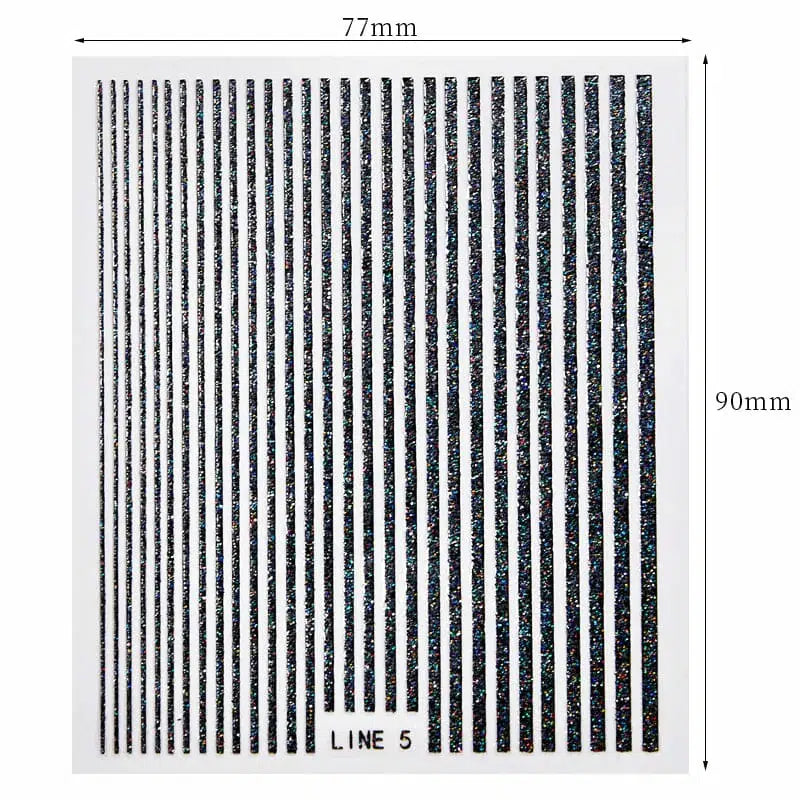 Black Holographic Glitter Stripes Sticker Sheet