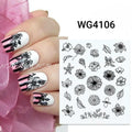 Black Outlined Flowers Water Decal Sticker Sheets (WG4106)