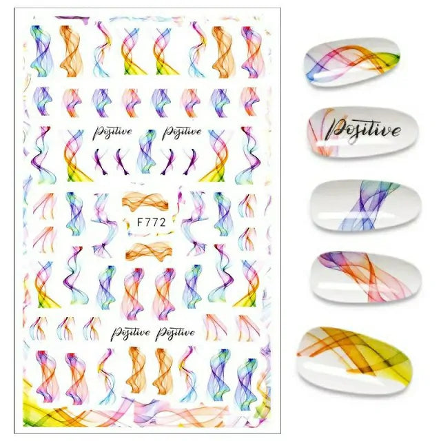 Blooming Colors 3D Nail Stickers Sheet (F772)