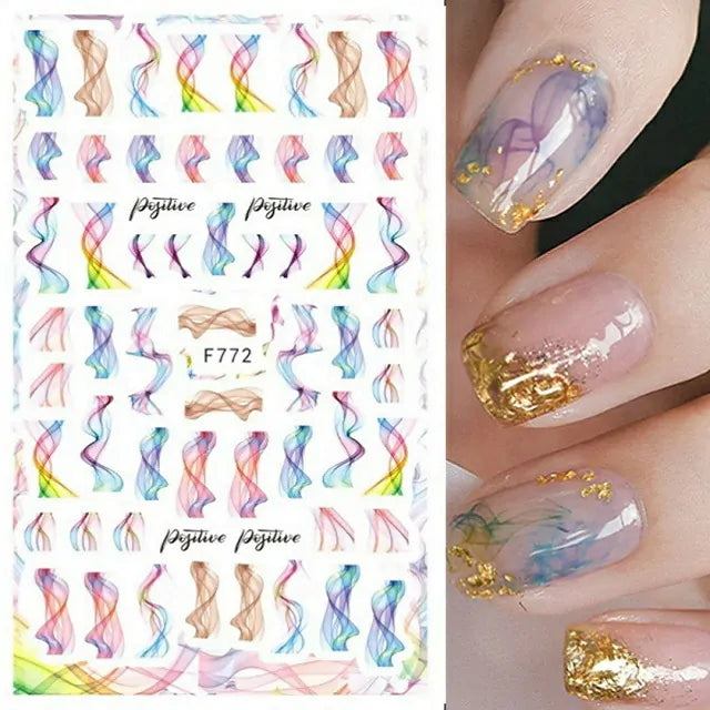Blooming Colors 3D Nail Stickers Sheet (F772)