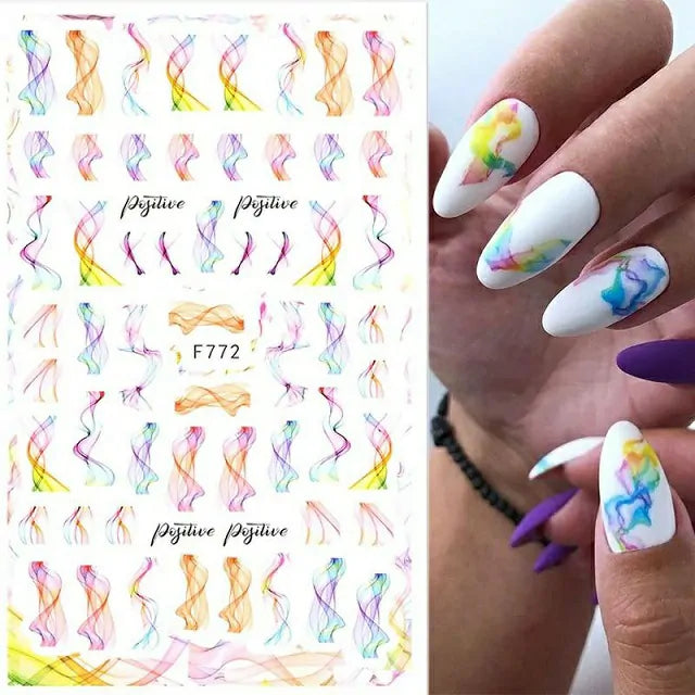 Blooming Colors 3D Nail Stickers Sheet (F772)