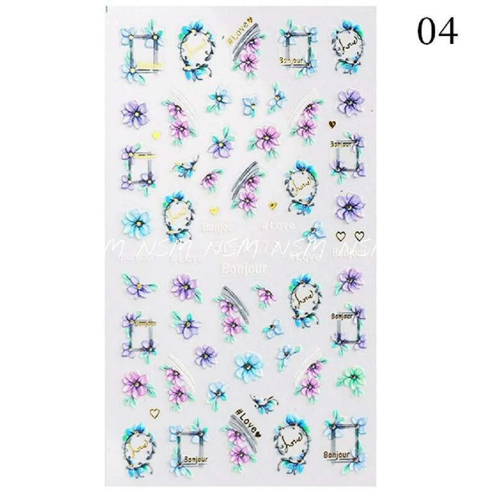 Blue And Purple Flower Garlands 5D Sticker Sheets (5D- K173)