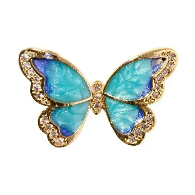 Blue Ocean Moving Butterfly Nail Charms (Set Of 2 Pcs)