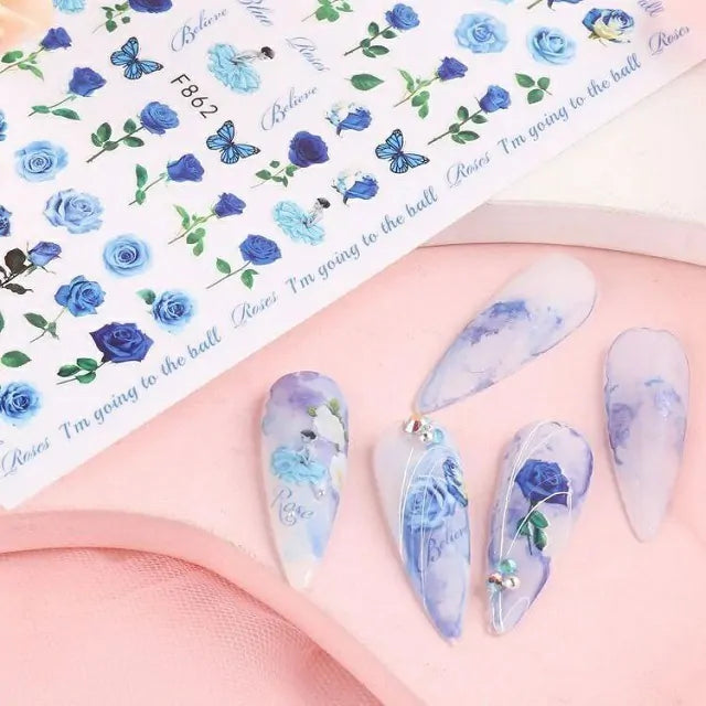 Blue Roses Sticker Sheets (F862)