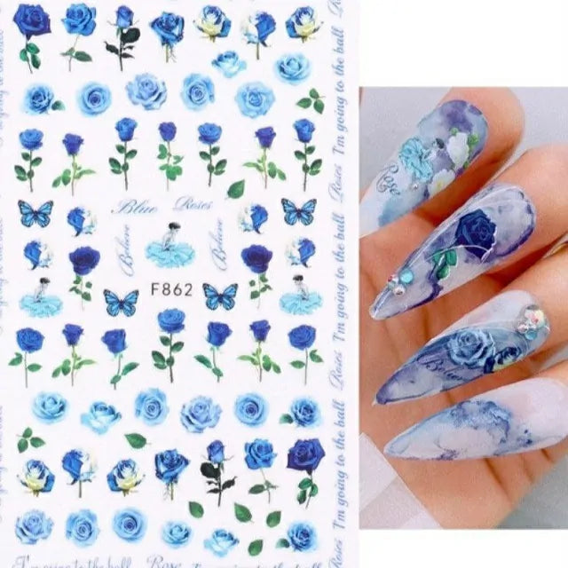 Blue Roses Sticker Sheets (F862)