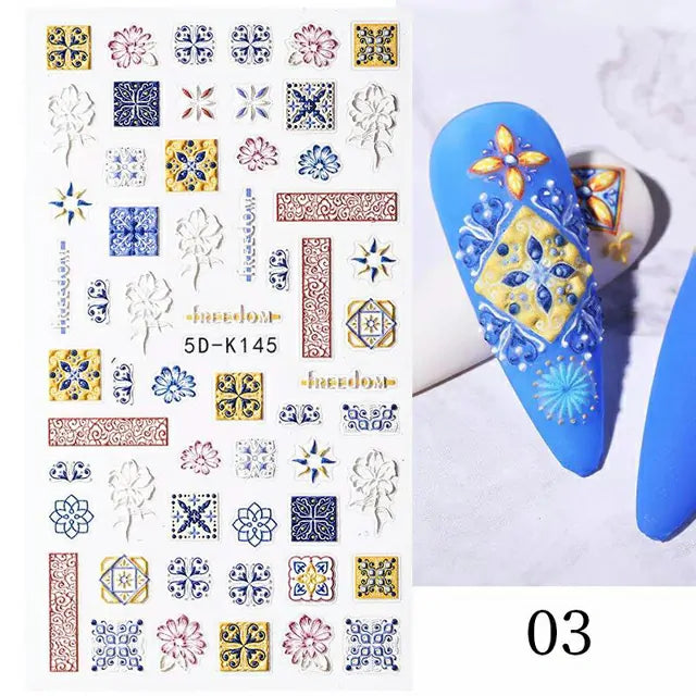 Bohemian 5D Nail Sticker Sheet (5D-K145)