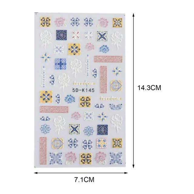 Bohemian 5D Nail Sticker Sheet (5D-K145)