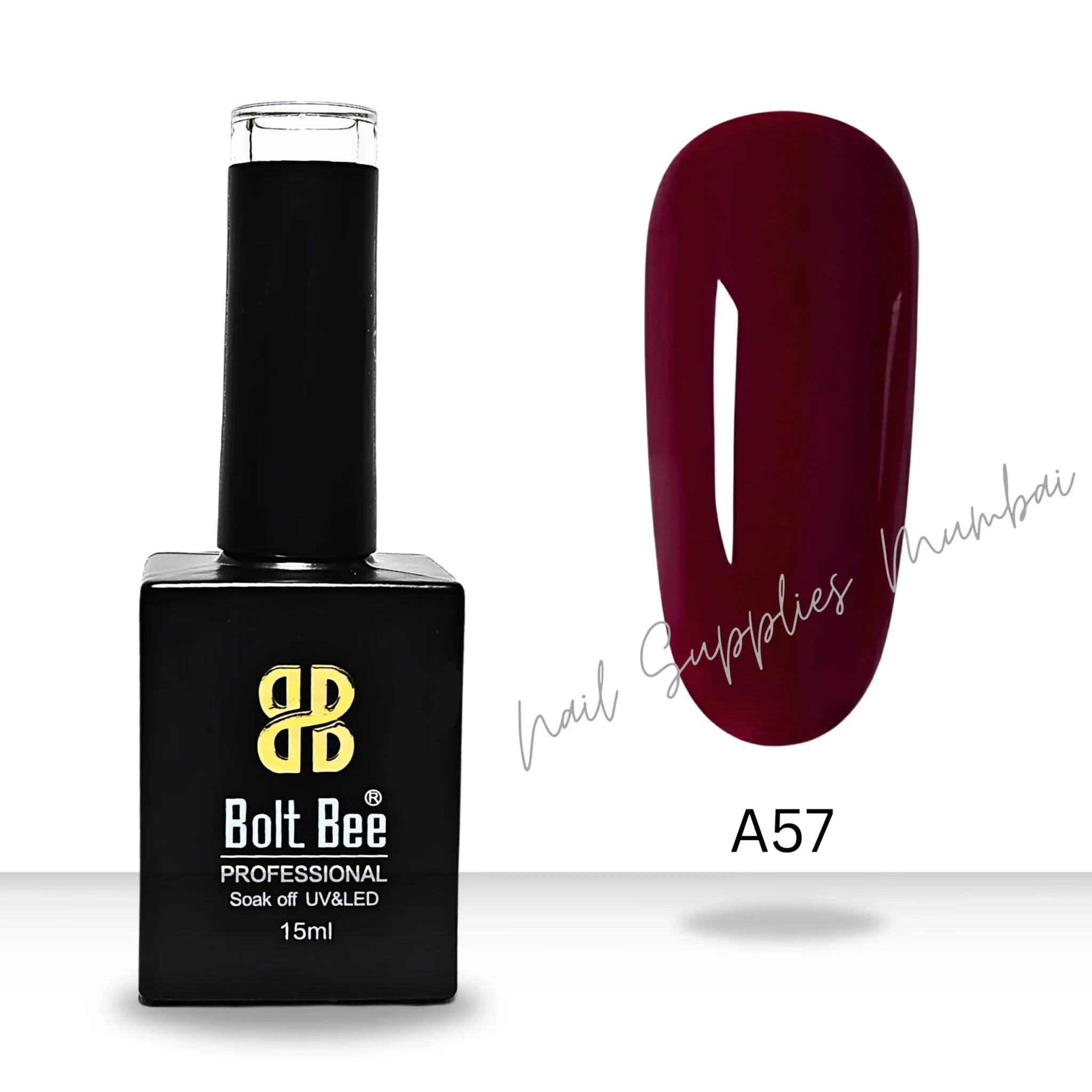 Bolt Bee Maroon Gel Polish (Shade No.A57) (15ml)