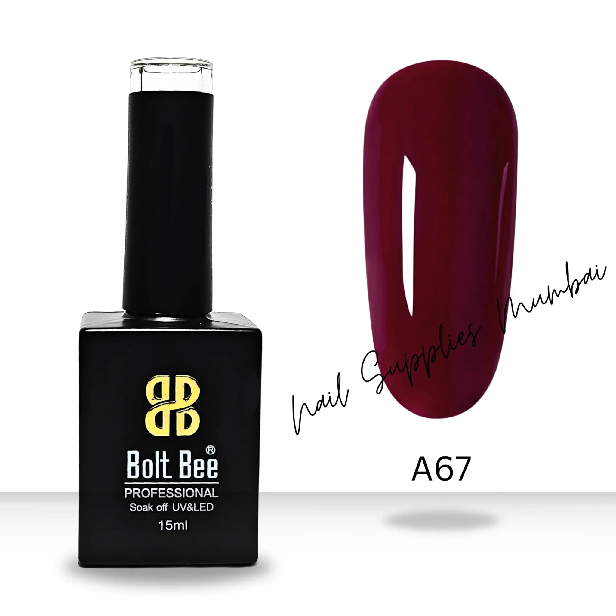 Bolt Bee Maroon Gel Polish (Shade No.A67) (15ml)